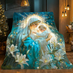 Aonana Virgin Mary & Baby Jesus Flannel Throw Blanket