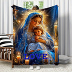Aonana Virgin Mary & Baby Jesus Flannel Throw Blanket