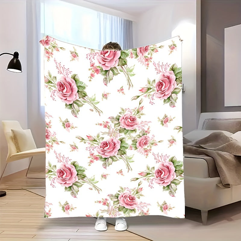 Aonana Secret Garden Flowers Soft Cozy Flannel Throw Blanket