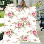 Aonana Secret Garden Flowers Soft Cozy Flannel Throw Blanket