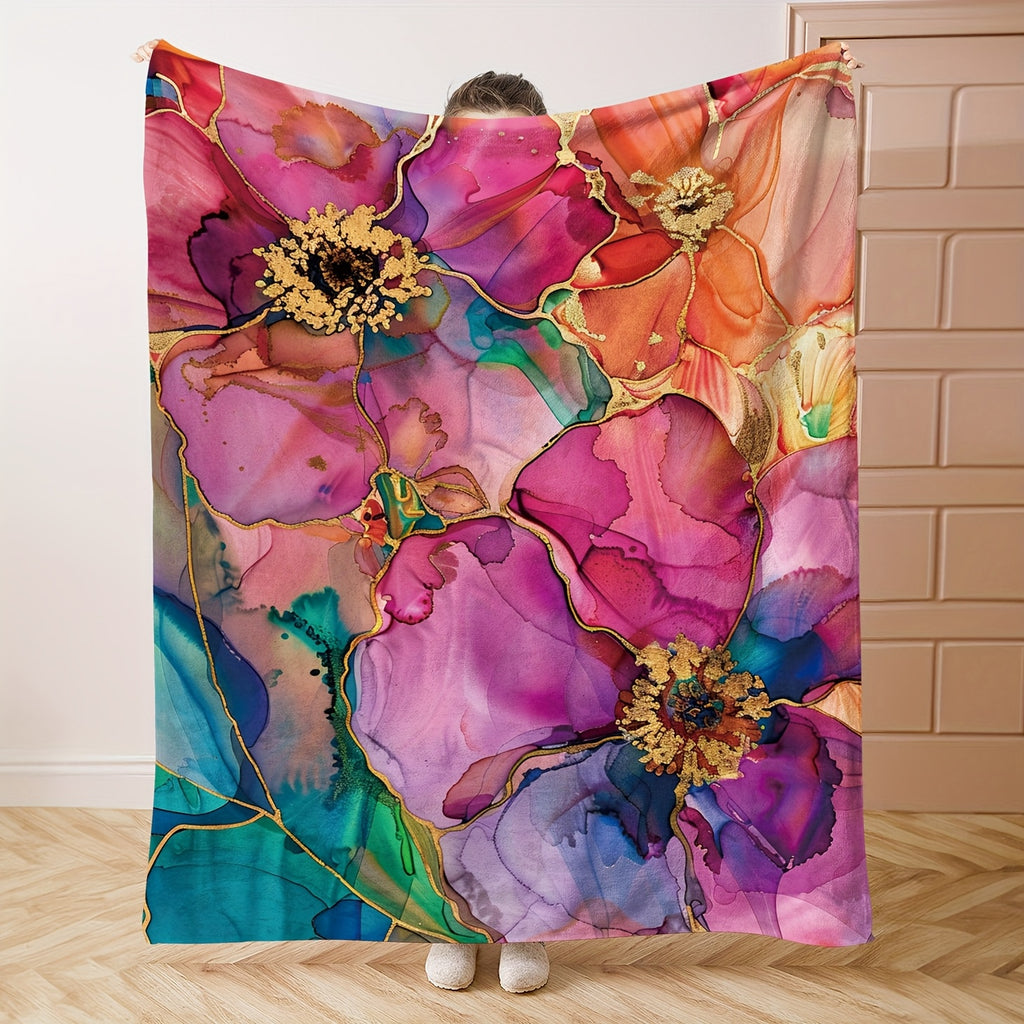 Aonana Secret Garden Flowers Soft Cozy Flannel Throw Blanket
