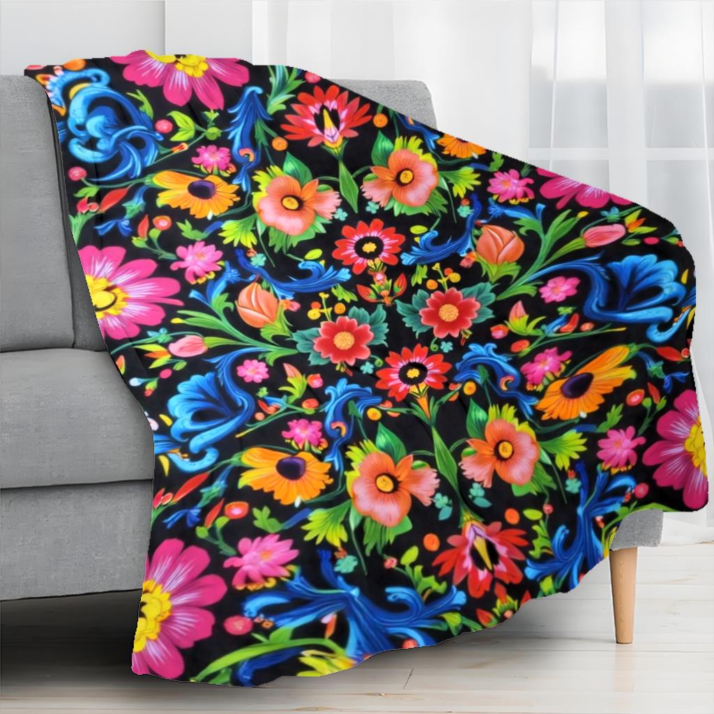 Aonana Secret Garden Flowers Soft Cozy Flannel Throw Blanket