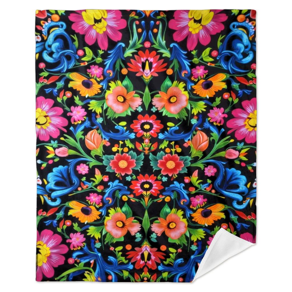 Aonana Secret Garden Flowers Soft Cozy Flannel Throw Blanket