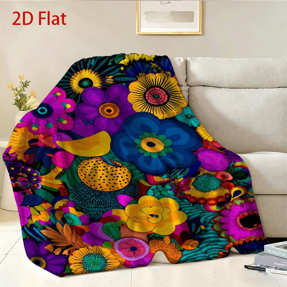 Aonana Secret Garden Flowers Soft Cozy Flannel Throw Blanket