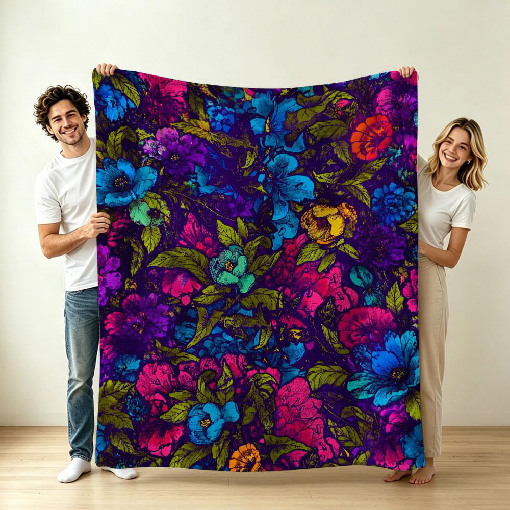 Aonana Secret Garden Flowers Soft Cozy Flannel Throw Blanket