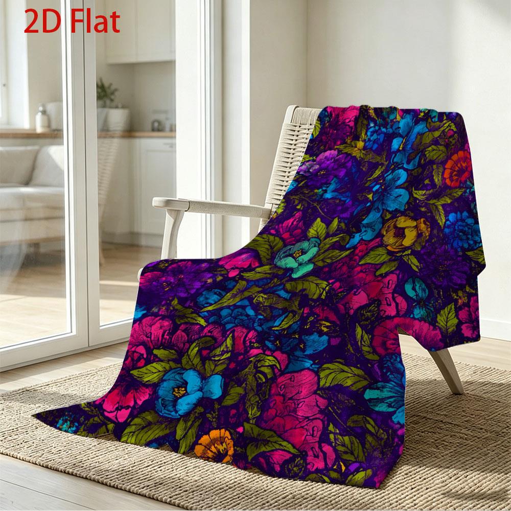 Aonana Secret Garden Flowers Soft Cozy Flannel Throw Blanket
