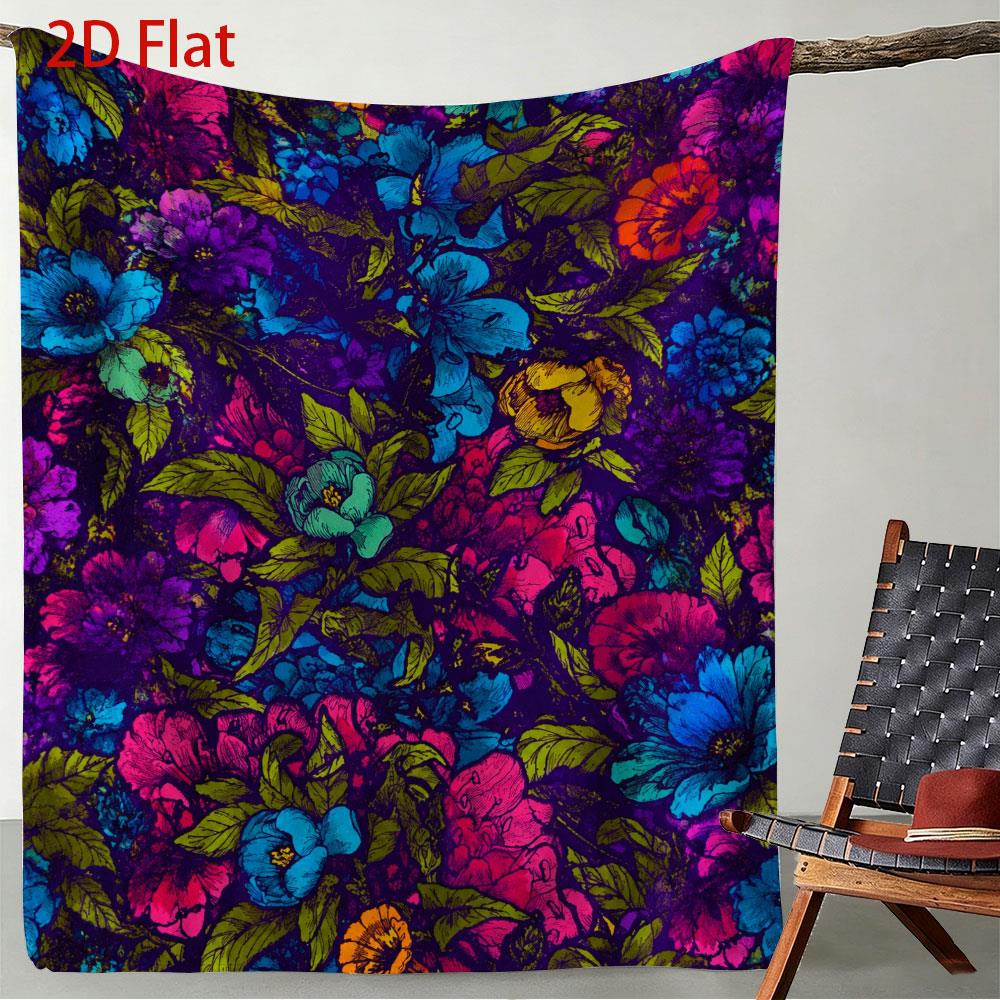 Aonana Secret Garden Flowers Soft Cozy Flannel Throw Blanket