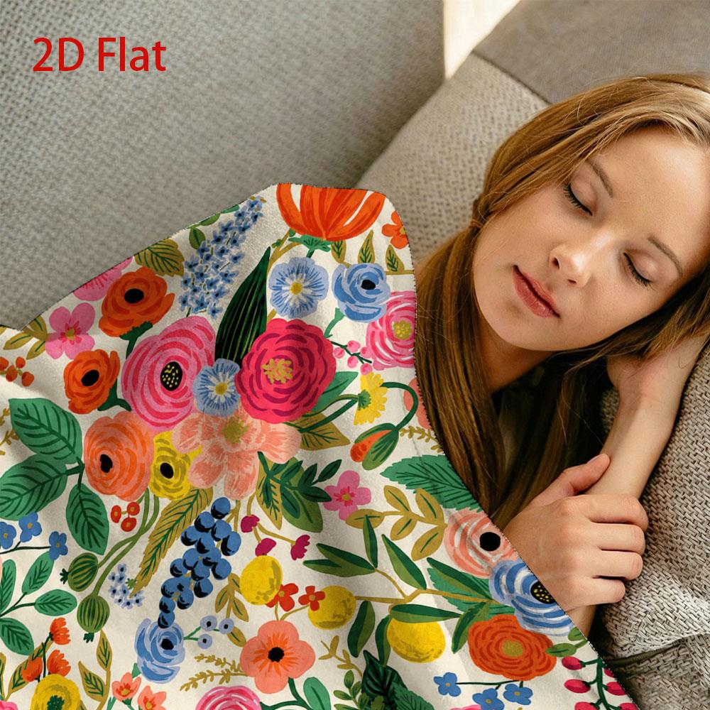Aonana Secret Garden Flowers Soft Cozy Flannel Throw Blanket