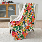 Aonana Secret Garden Flowers Soft Cozy Flannel Throw Blanket