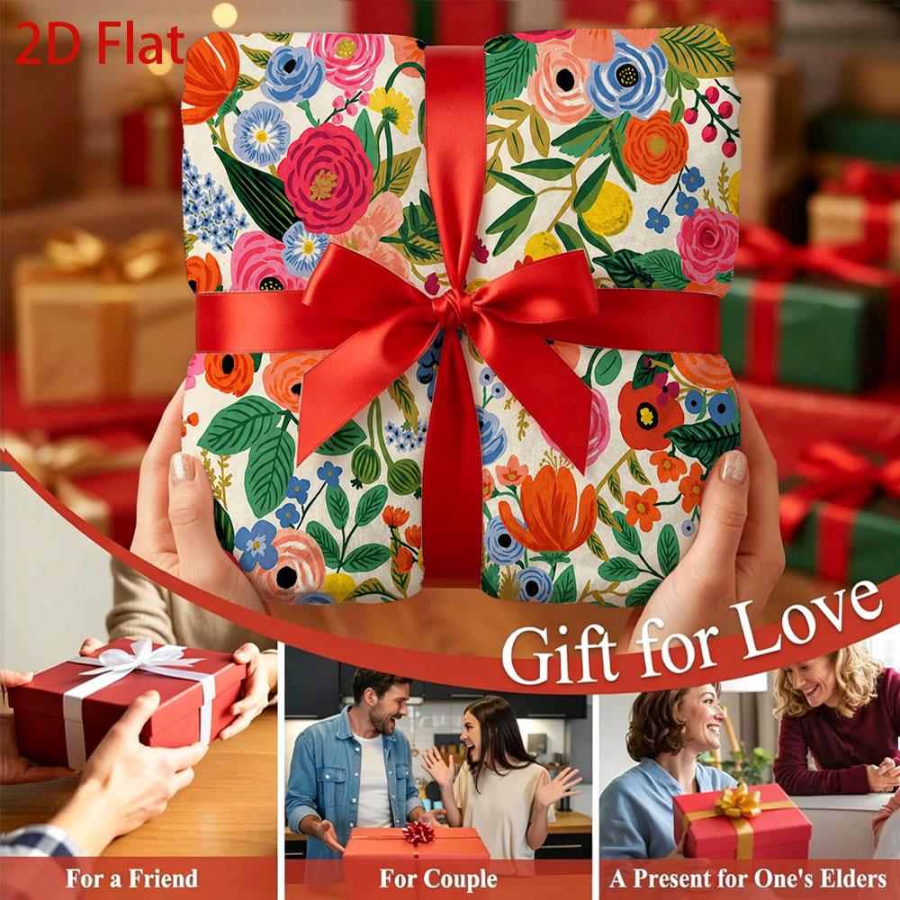Aonana Secret Garden Flowers Soft Cozy Flannel Throw Blanket