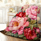 Aonana Secret Garden Flowers Soft Cozy Flannel Throw Blanket