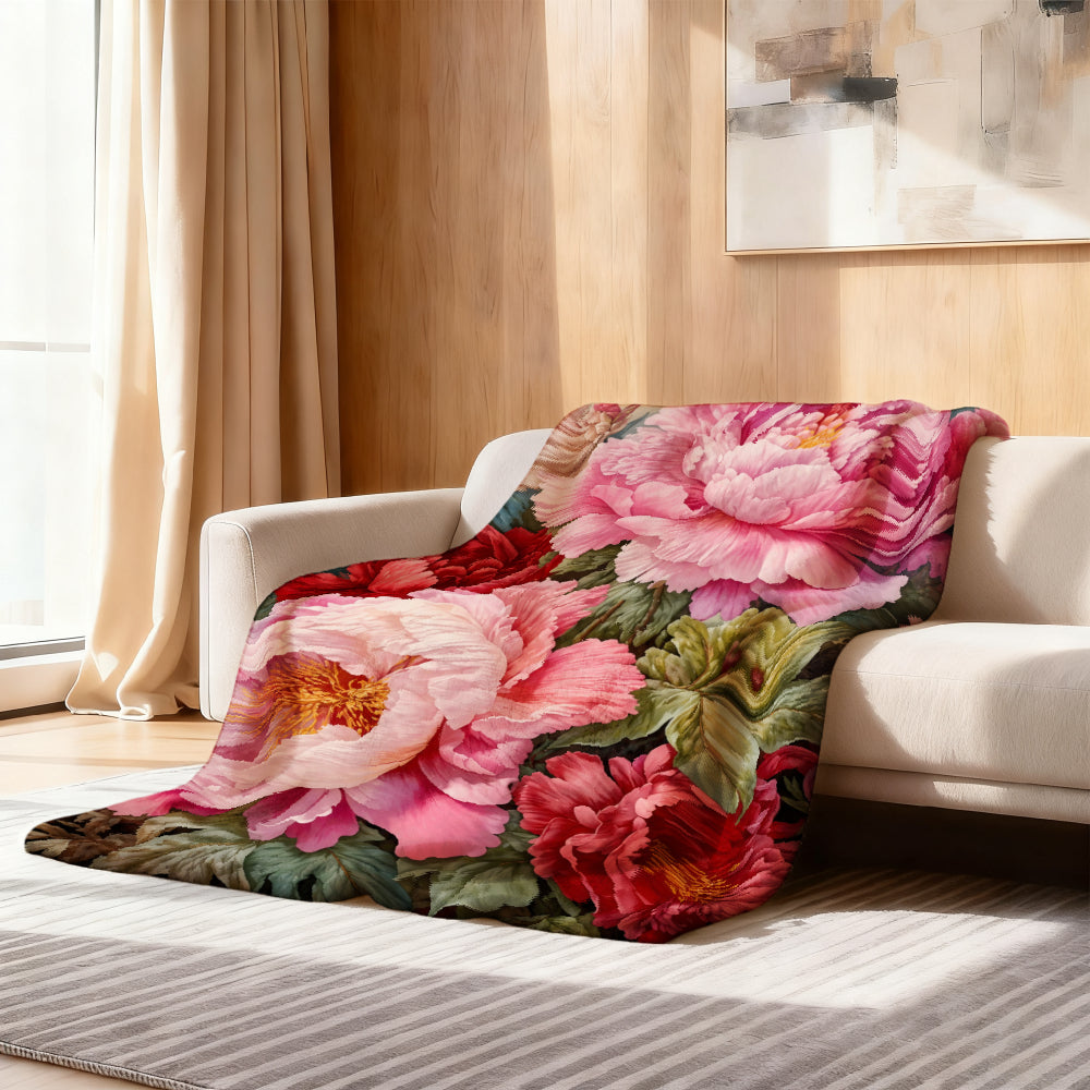 Aonana Secret Garden Flowers Soft Cozy Flannel Throw Blanket