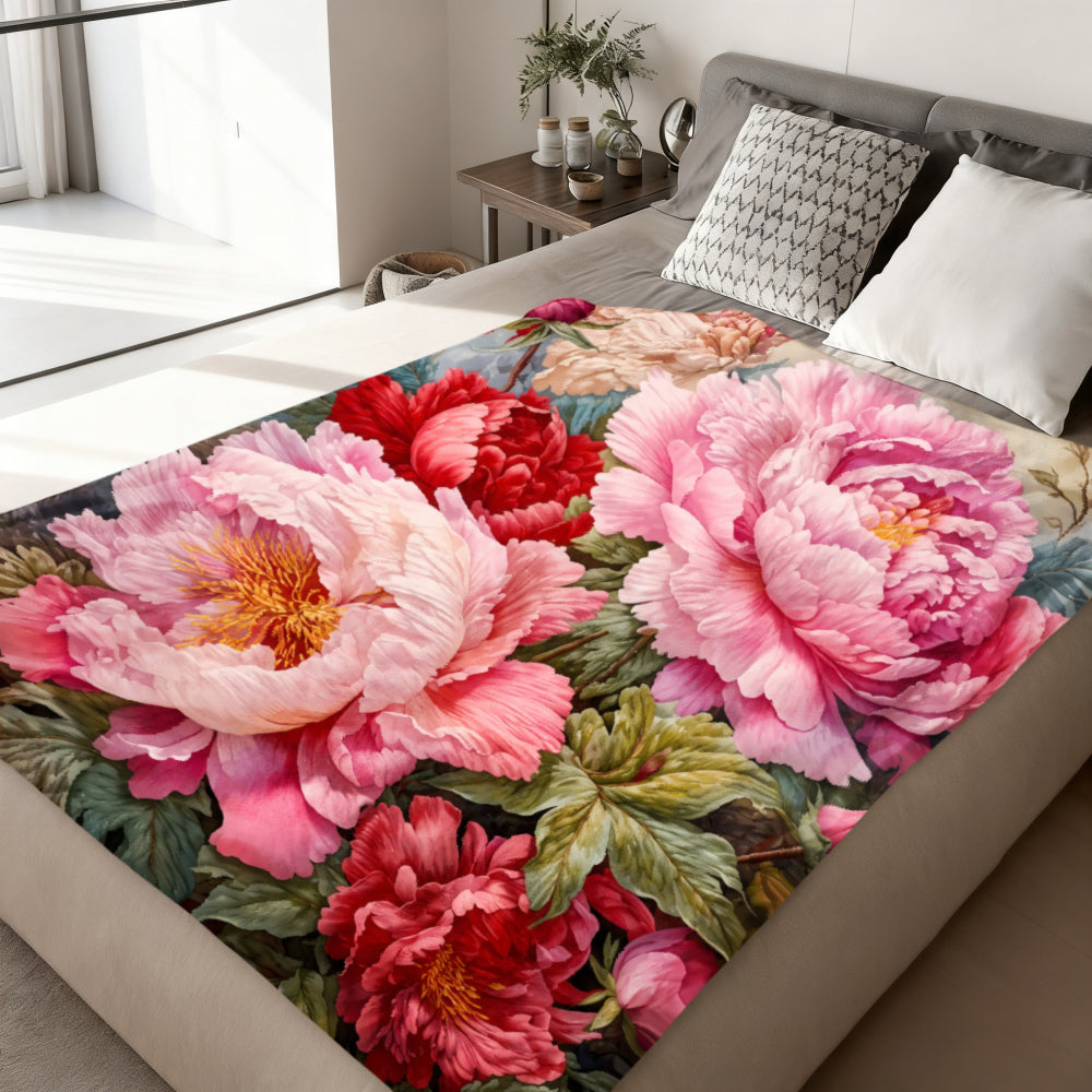 Aonana Secret Garden Flowers Soft Cozy Flannel Throw Blanket