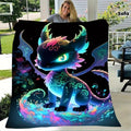 Aonana Luminous Dragon Print Cozy Flannel Throw Blanket