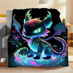 Aonana Luminous Dragon Print Cozy Flannel Throw Blanket