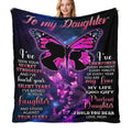 Aonana "To My Daughter" Pink Butterfly Flannel Throw Blanket