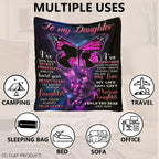 Aonana "To My Daughter" Pink Butterfly Flannel Throw Blanket