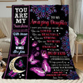 Aonana "To My Daughter" Butterfly Mandala Flannel Throw Blanket