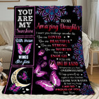 Aonana "To My Daughter" Butterfly Mandala Flannel Throw Blanket