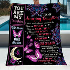 Aonana "To My Daughter" Butterfly Mandala Flannel Throw Blanket