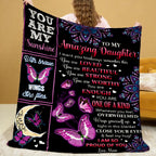 Aonana "To My Daughter" Butterfly Mandala Flannel Throw Blanket