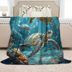 Aonana Sea Turtle Cozy Flannel Blanket