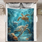 Aonana Sea Turtle Cozy Flannel Blanket