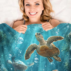 Aonana Sea Turtle Cozy Flannel Blanket