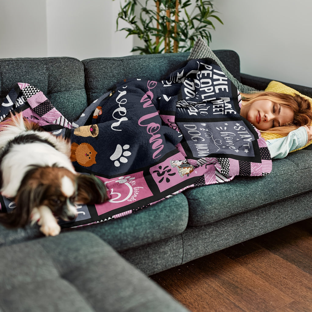 Aonana Cozy Dog Mom Flannel Blanket