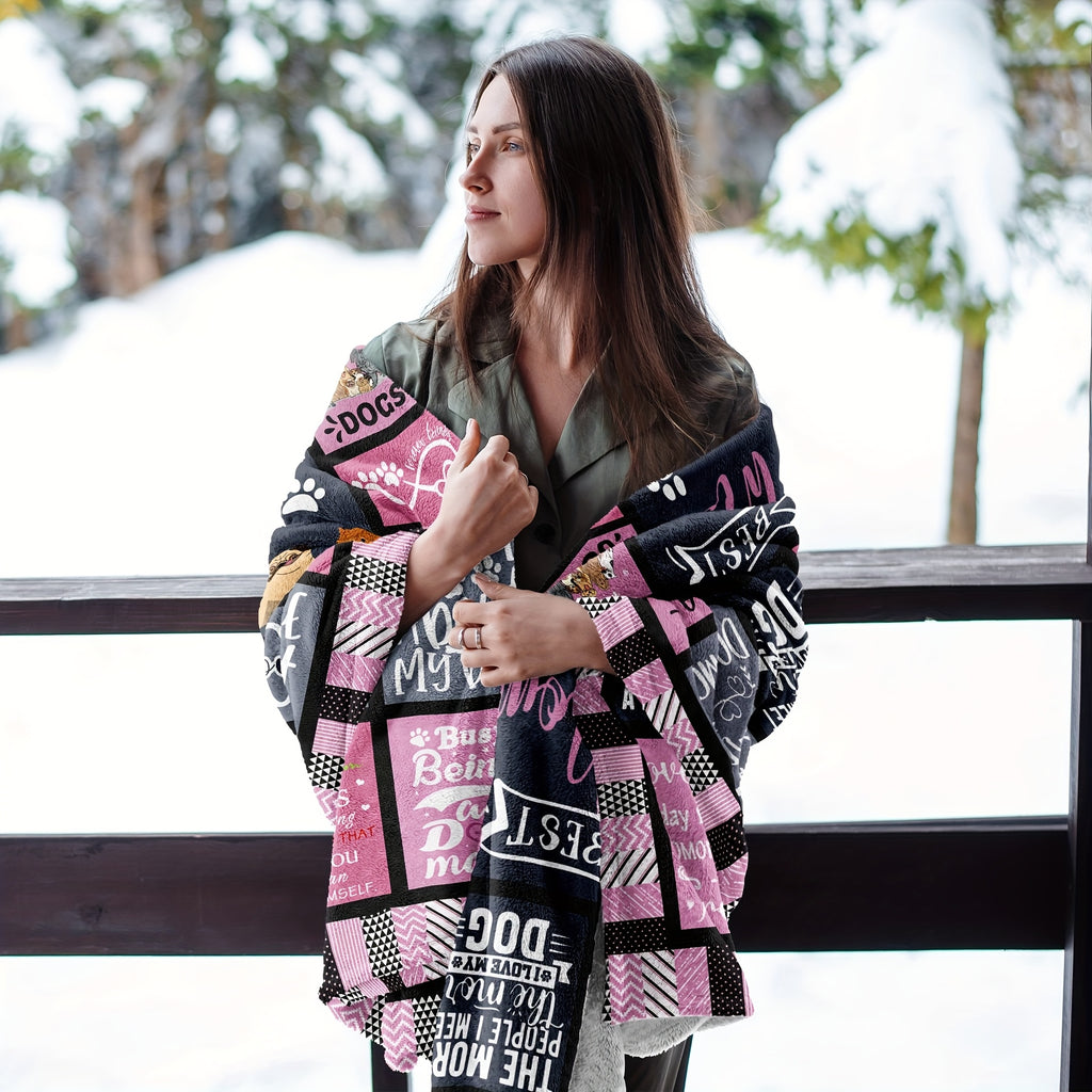 Aonana Cozy Dog Mom Flannel Blanket