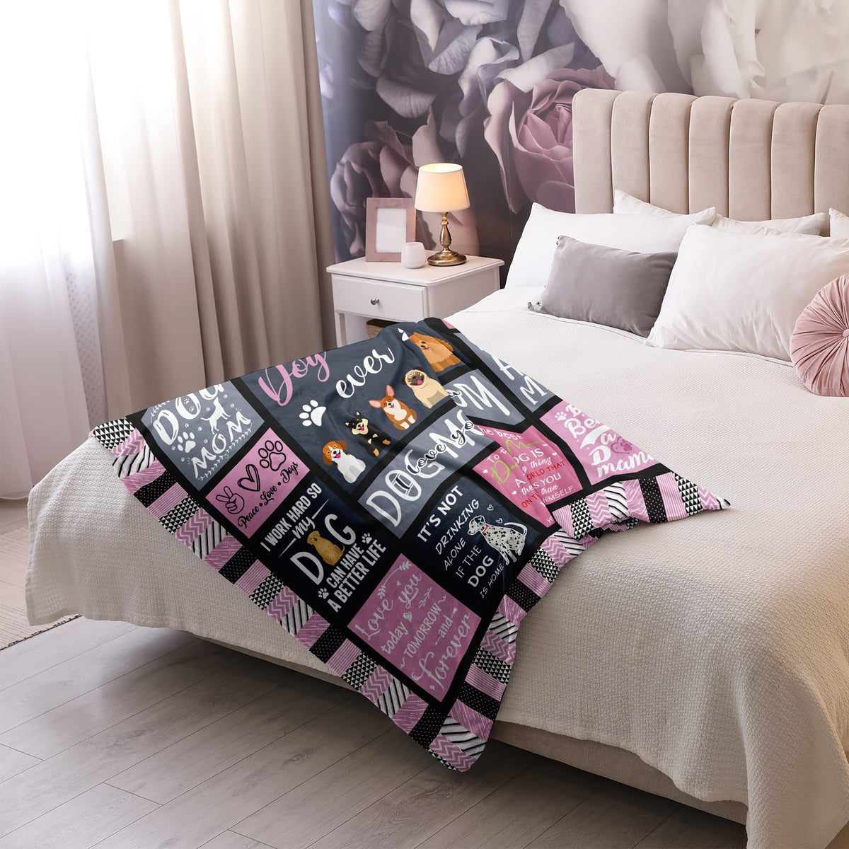 Aonana Cozy Dog Mom Flannel Blanket