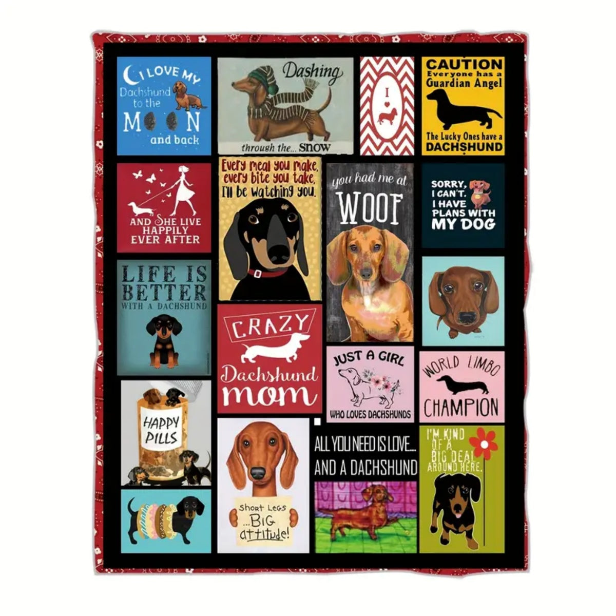 Aonana Cozy Dachshund Dog Mom Flannel Blanket