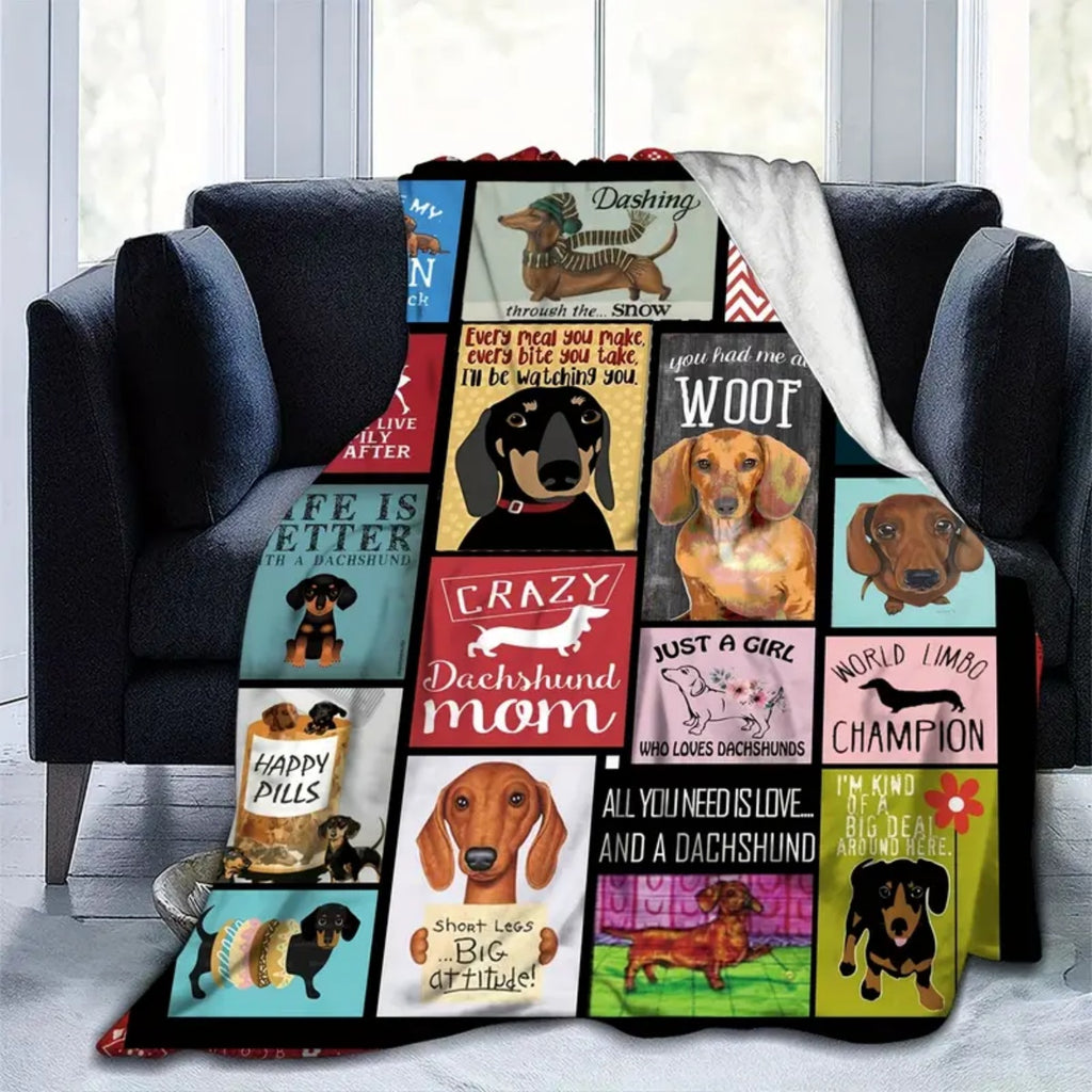 Aonana Cozy Dachshund Dog Mom Flannel Blanket
