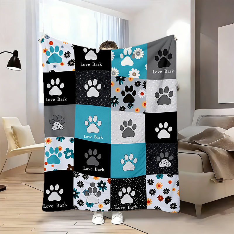 Aonana Cute Paw Print Flannel Blanket