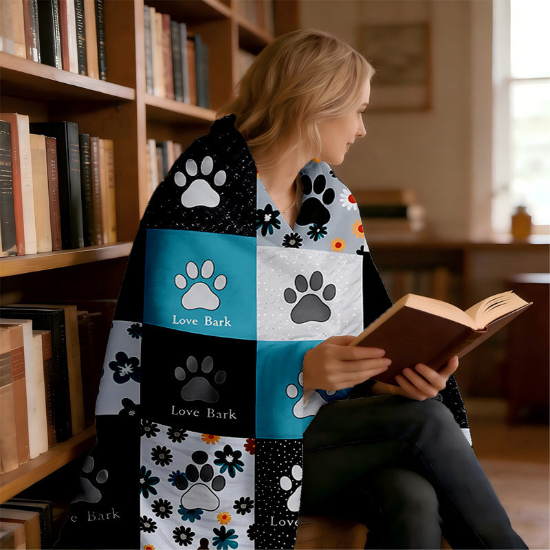 Aonana Cute Paw Print Flannel Blanket
