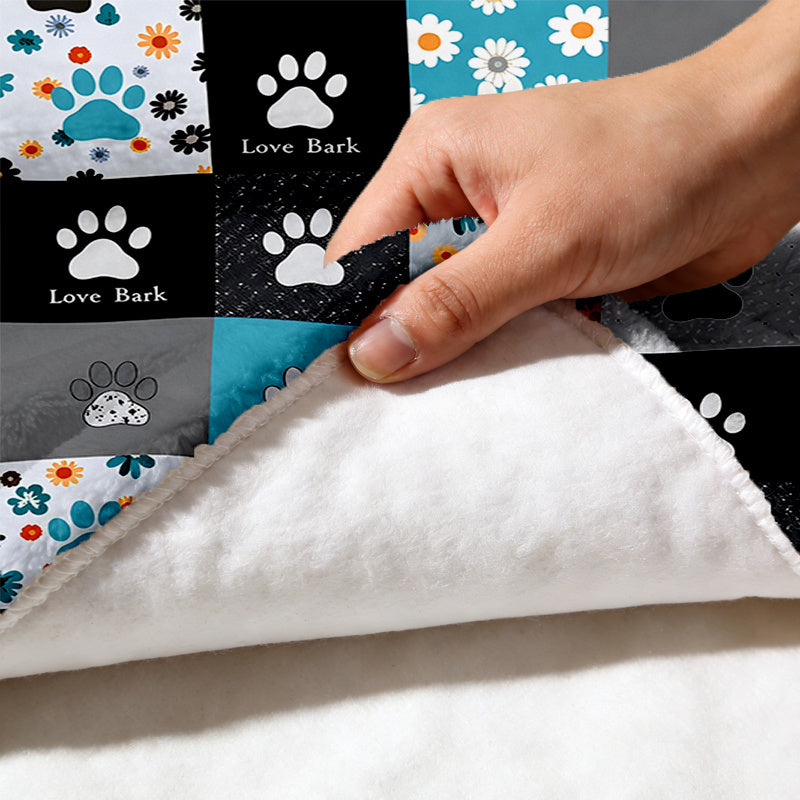 Aonana Cute Paw Print Flannel Blanket