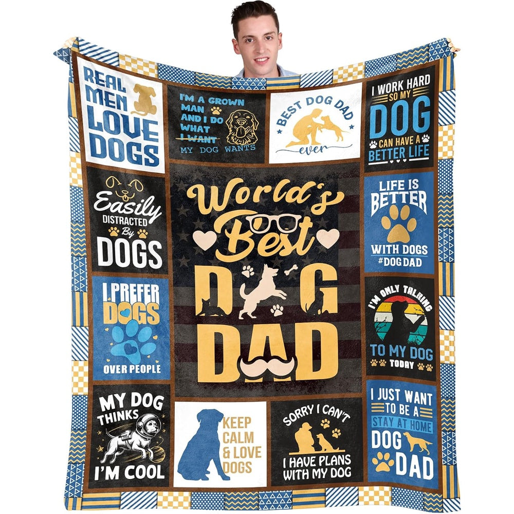 Aonana “World’s Best Dog Dad” Flannel Blanket