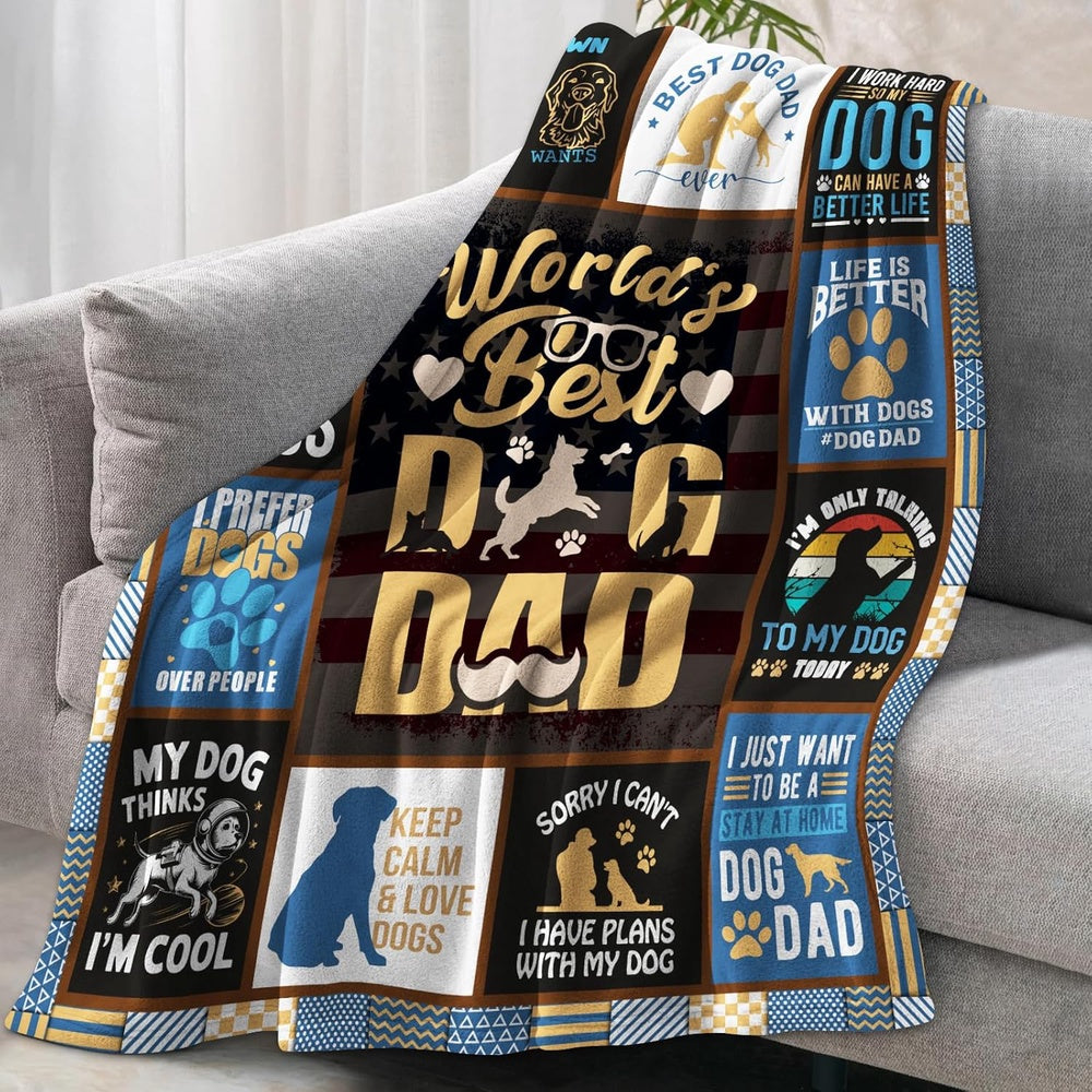Aonana “World’s Best Dog Dad” Flannel Blanket