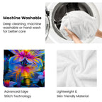 Aonana Hummingbird with Neon Flowers Flannel Throw Blanket
