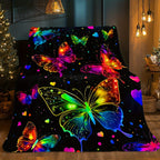 Aonana Colorful Butterflies Flannel Throw Blanket