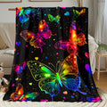 Aonana Colorful Butterflies Flannel Throw Blanket