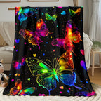 Aonana Colorful Butterflies Flannel Throw Blanket