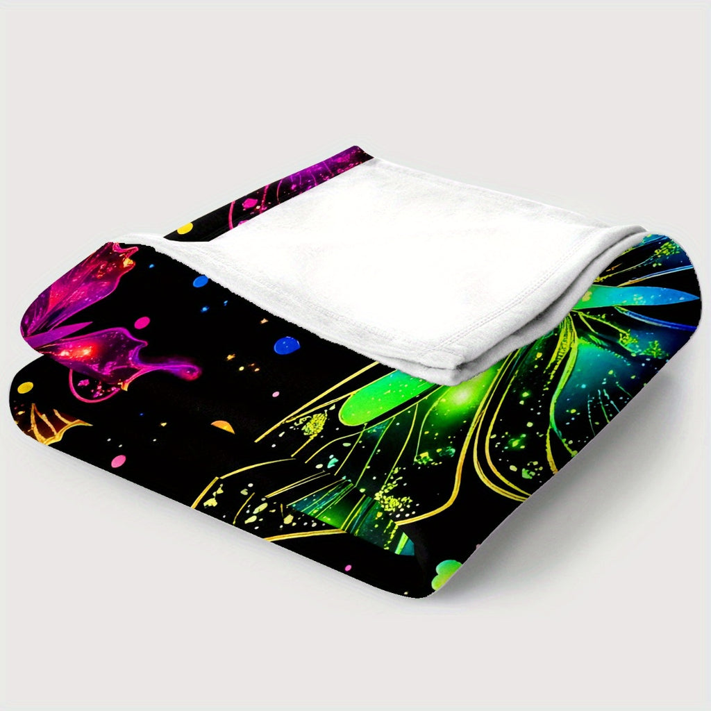 Aonana Colorful Butterflies Flannel Throw Blanket