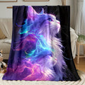 Aonana Galaxy Cat Fantasy Flannel Throw Blanket