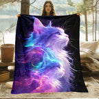 Aonana Galaxy Cat Fantasy Flannel Throw Blanket