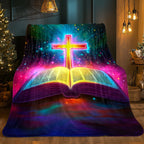 Aonana Cross and Bible Flannel Throw Blanket