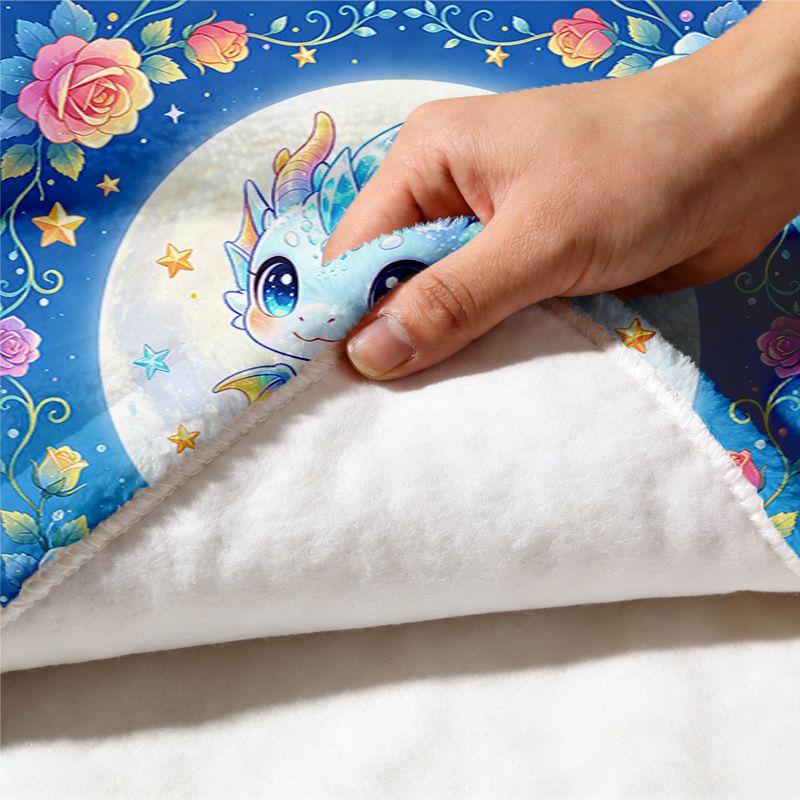 Aonana Rainbow Crystal Dragon Flannel Throw Blanket