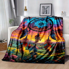 Aonana Dreamcatcher Landscape Fantasy Print Cozy Flannel Throw Blanket