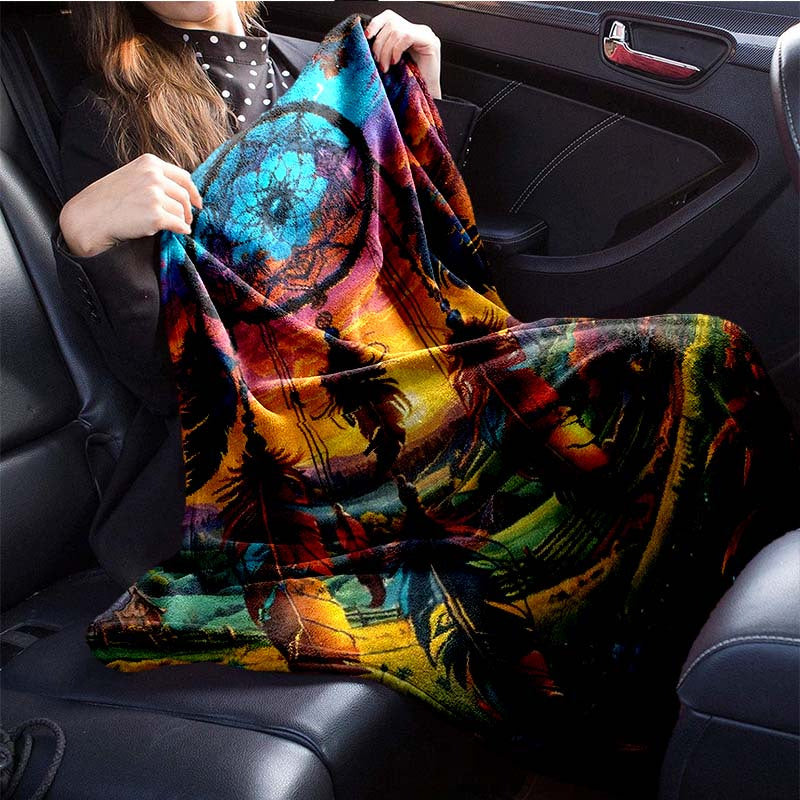 Aonana Dreamcatcher Landscape Fantasy Print Cozy Flannel Throw Blanket