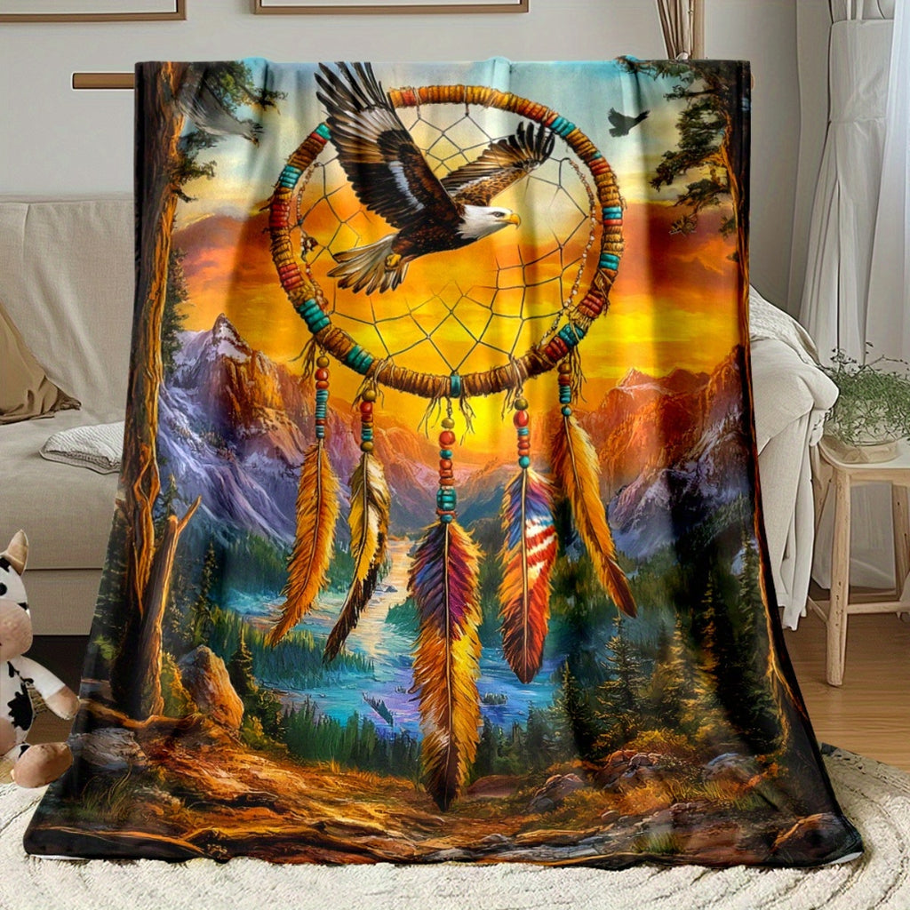 Aonana Dreamcatcher Tribal Bohemian Cozy Flannel Throw Blanket
